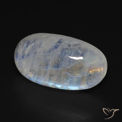 11.85 ct White Rainbow Moonstone Stone, Natural Rainbow Moonstone in Oval Cabochon Shape for Sale