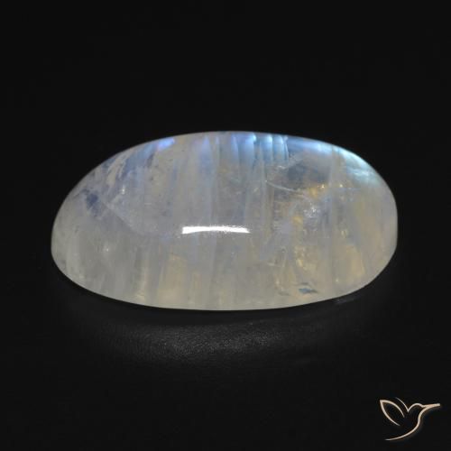 Rainbow Moonstone Gemstone in 19.8 x 10.9 mm Size for Sale, Rainbow Moonstone Stone in Bluish White Color