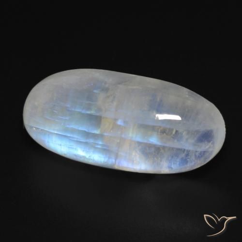 12.42 ct White Rainbow Moonstone Stone, Natural Rainbow Moonstone in Oval Cabochon Shape for Sale