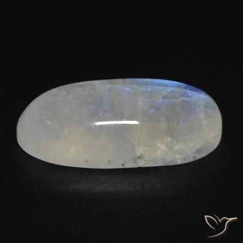 Rainbow Moonstone Gemstone in 21.9 x 10 mm Size for Sale, Rainbow Moonstone Stone in Bluish White Color