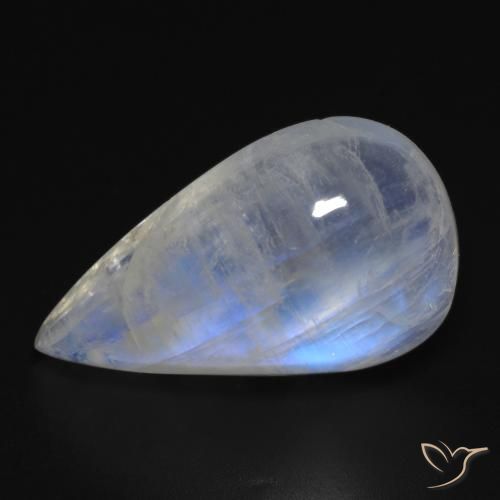 14.18 ct White Rainbow Moonstone Stone, Natural Rainbow Moonstone in Pear Cabochon Shape for Sale