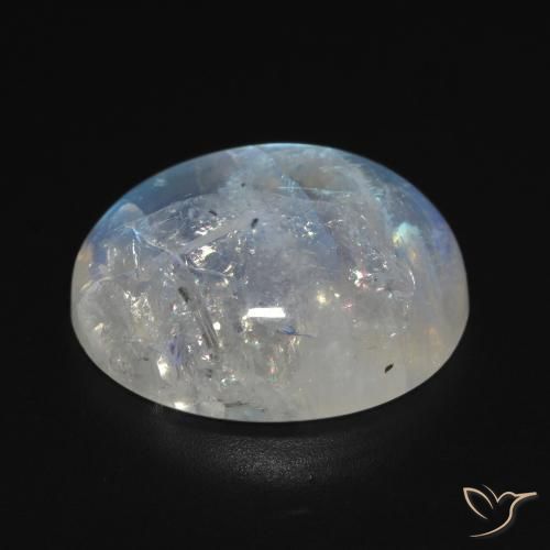 Rainbow Moonstone Gemstone in 18.6 x 14.7 mm Size for Sale, Rainbow Moonstone Stone in Bluish White Color