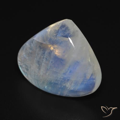 12.67 ct White Rainbow Moonstone Stone, Natural Rainbow Moonstone in Pear Cabochon Shape for Sale