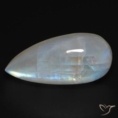 15.73ct Natural Bluish White Rainbow Moonstone, Pear Shape, Transparent