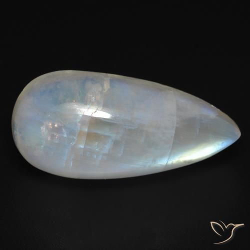 15.73 ct White Rainbow Moonstone Stone, Natural Rainbow Moonstone in Pear Cabochon Shape for Sale