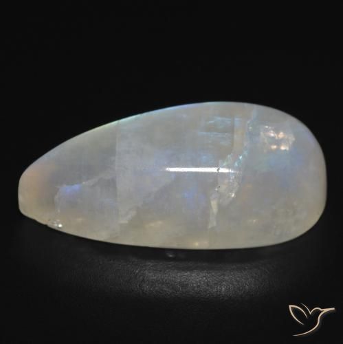 Rainbow Moonstone Gemstone in 23.2 x 10.9 mm Size for Sale, Rainbow Moonstone Stone in Bluish White Color