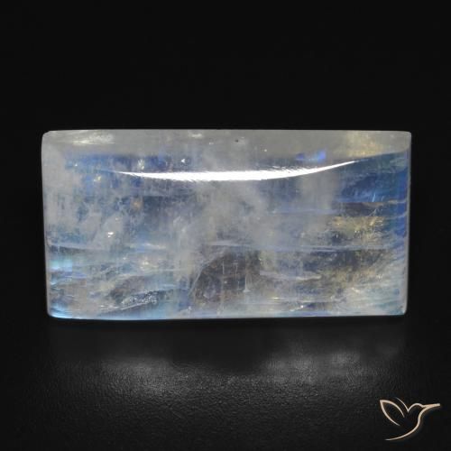 11.79ct Natural Bluish White Rainbow Moonstone, Baguette, Transparent