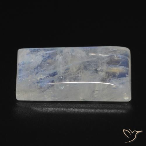 Rainbow Moonstone Gemstone in 20.6 x 10.8 mm Size for Sale, Rainbow Moonstone Stone in Bluish White Color
