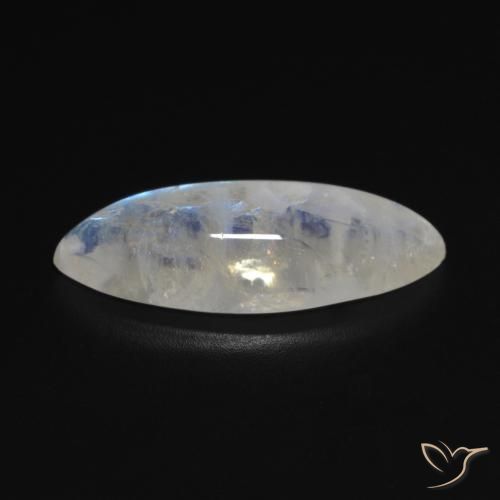 Rainbow Moonstone Gemstone in 25.3 x 9.9 mm Size for Sale, Rainbow Moonstone Stone in Bluish White Color