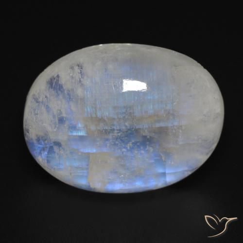 17.16ct Natural Bluish White Rainbow Moonstone, Oval, Transparent