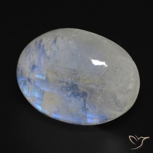 17.16 ct White Rainbow Moonstone Stone, Natural Rainbow Moonstone in Oval Cabochon Shape for Sale