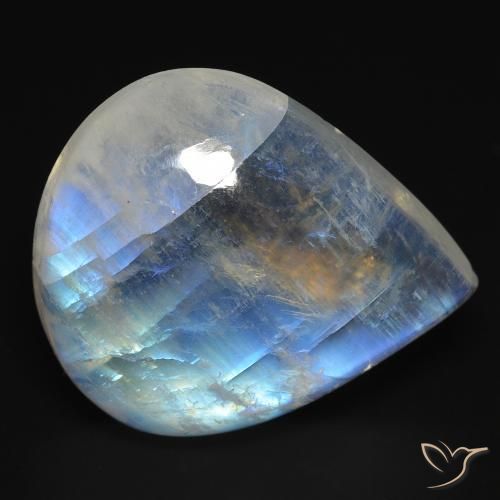 18.49ct Natural Bluish White Rainbow Moonstone, Pear Shape, Transparent