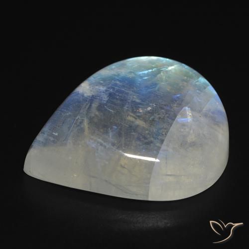 Rainbow Moonstone Gemstone in 21.1 x 17.6 mm Size for Sale, Rainbow Moonstone Stone in Bluish White Color