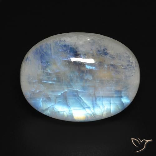 12.15ct Natural Bluish White Rainbow Moonstone, Oval, Transparent