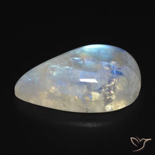 Rainbow Moonstone Gemstone in 22 x 13.7 mm Size for Sale, Rainbow Moonstone Stone in Bluish White Color