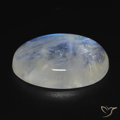 Rainbow Moonstone Gemstone in 25.9 x 17 mm Size for Sale, Rainbow Moonstone Stone in Bluish White Color