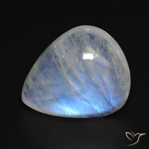 12.82 ct White Rainbow Moonstone Stone, Natural Rainbow Moonstone in Pear Cabochon Shape for Sale