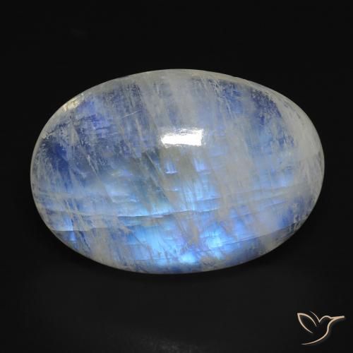 14.74ct Natural Bluish White Rainbow Moonstone, Oval, Transparent