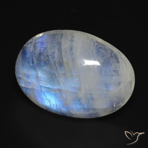 14.74 ct White Rainbow Moonstone Stone, Natural Rainbow Moonstone in Oval Cabochon Shape for Sale