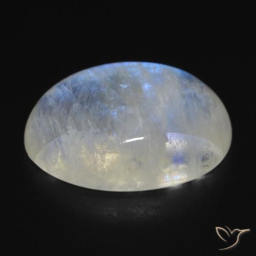 Rainbow Moonstone Gemstone in 19.6 x 13.7 mm Size for Sale, Rainbow Moonstone Stone in Bluish White Color