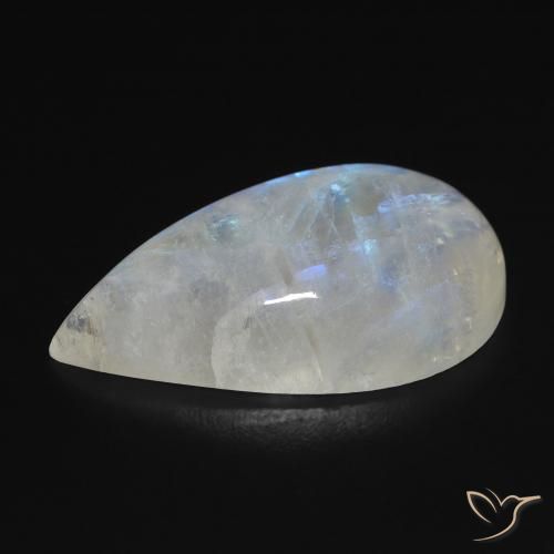 Rainbow Moonstone Gemstone in 25.1 x 14.3 mm Size for Sale, Rainbow Moonstone Stone in Bluish White Color
