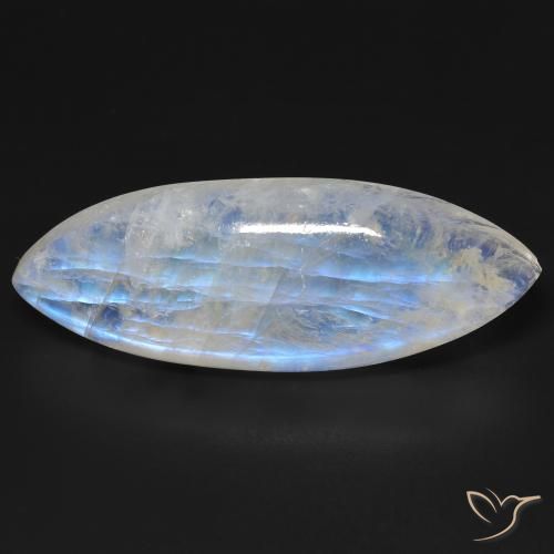 33.16ct Natural Bluish White Rainbow Moonstone, Marquise, Transparent