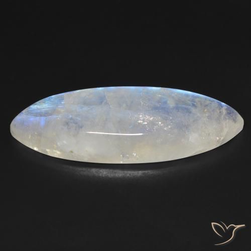 Rainbow Moonstone Gemstone in 40.6 x 15.1 mm Size for Sale, Rainbow Moonstone Stone in Bluish White Color