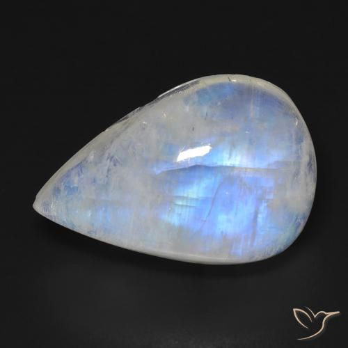 16.35 ct White Rainbow Moonstone Gemstone, Rainbow Moonstone Gem in Pear Cabochon Shape for Sale.