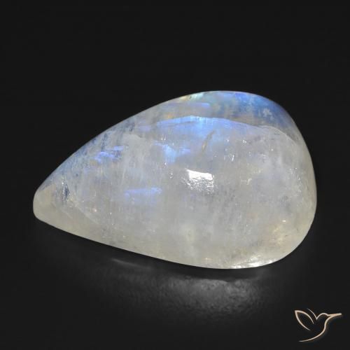 Rainbow Moonstone Gemstone in 20.8 x 13.9 mm Size for Sale, Rainbow Moonstone Stone in Bluish White Color