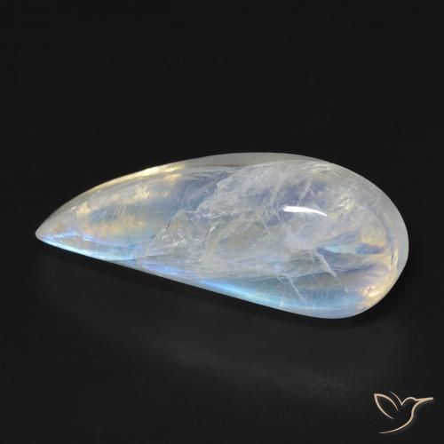 11.93 ct White Rainbow Moonstone Stone, Natural Rainbow Moonstone in Fancy Cabochon Shape for Sale