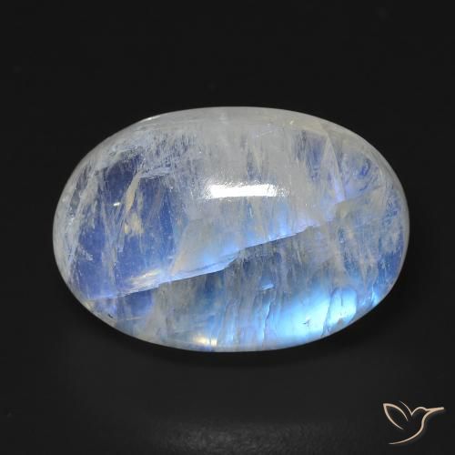 15.76ct Natural Bluish White Rainbow Moonstone, Oval, Transparent