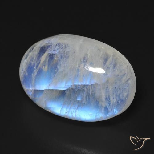 15.76 ct White Rainbow Moonstone Stone, Natural Rainbow Moonstone in Oval Cabochon Shape for Sale