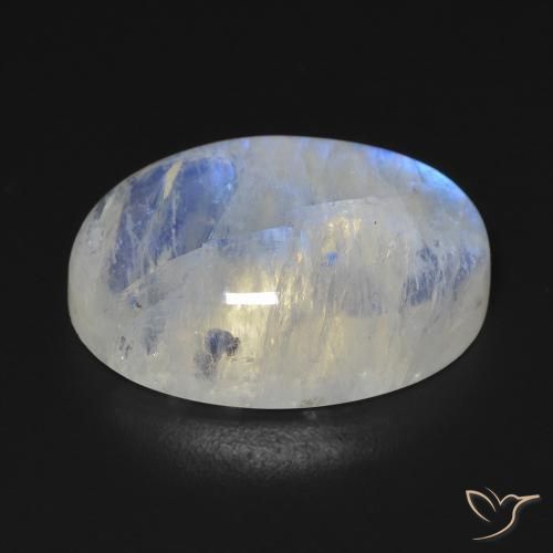 Rainbow Moonstone Gemstone in 19.6 x 13.3 mm Size for Sale, Rainbow Moonstone Stone in Bluish White Color