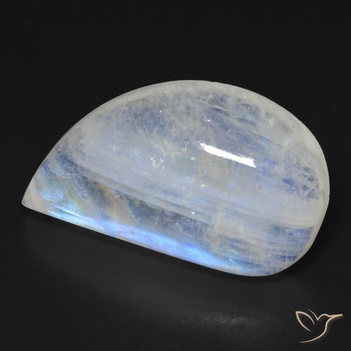 19.25 ct White Rainbow Moonstone Stone, Natural Rainbow Moonstone in Fancy Cabochon Shape for Sale