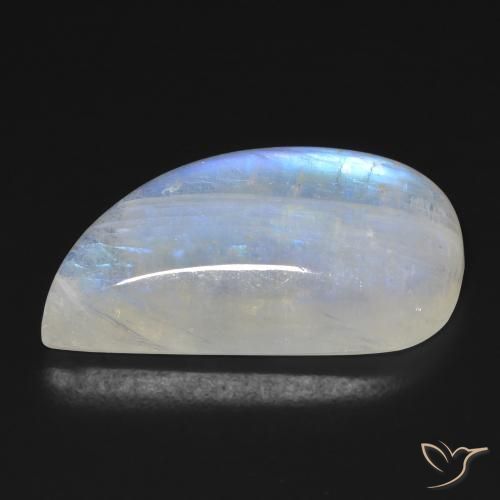 Rainbow Moonstone Gemstone in 24.7 x 14.9 mm Size for Sale, Rainbow Moonstone Stone in Bluish White Color