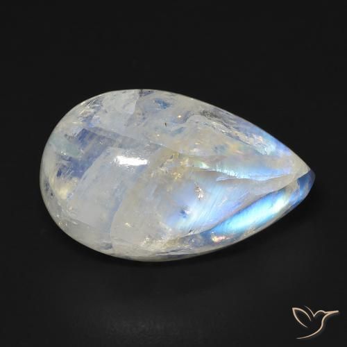 13.06ct Natural Bluish White Rainbow Moonstone, Pear Shape, Transparent