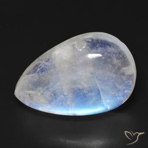 19.00 ct White Rainbow Moonstone Stone, Natural Rainbow Moonstone in Pear Cabochon Shape for Sale