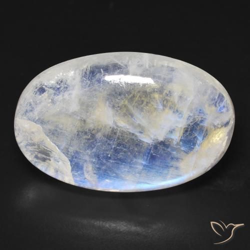 21.32ct Natural Bluish White Rainbow Moonstone, Oval, Transparent