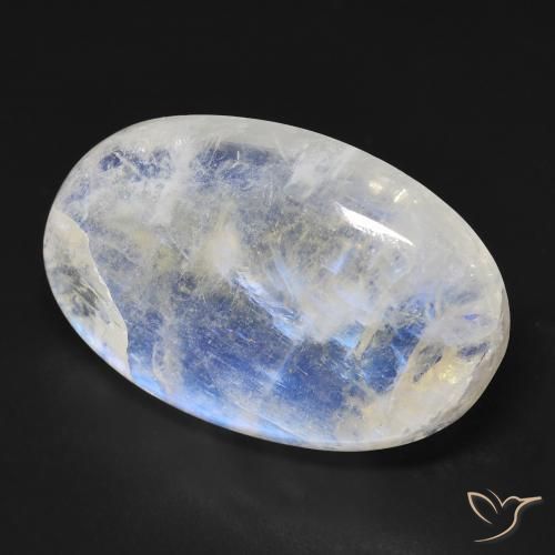 21.32 ct White Rainbow Moonstone Stone, Natural Rainbow Moonstone in Oval Cabochon Shape for Sale