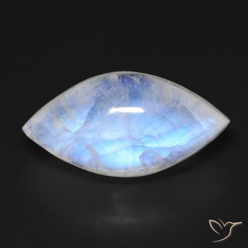 13.68ct Natural Bluish White Rainbow Moonstone, Marquise, Transparent