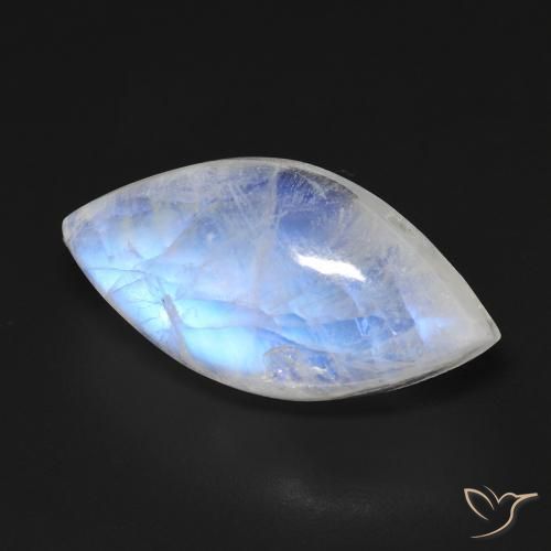 13.68 ct White Rainbow Moonstone Stone, Natural Rainbow Moonstone in Marquise Cabochon Shape for Sale