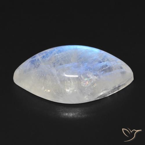 Rainbow Moonstone Gemstone in 23.1 x 11.8 mm Size for Sale, Rainbow Moonstone Stone in Bluish White Color