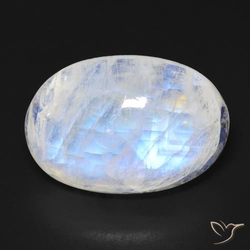 14.30ct Natural Bluish White Rainbow Moonstone, Oval, Transparent
