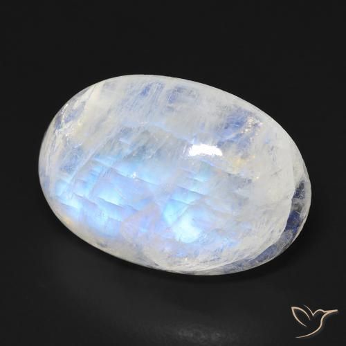 14.30 ct White Rainbow Moonstone Stone, Natural Rainbow Moonstone in Oval Cabochon Shape for Sale