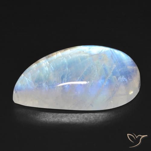 Rainbow Moonstone Gemstone in 25 x 13.8 mm Size for Sale, Rainbow Moonstone Stone in Bluish White Color