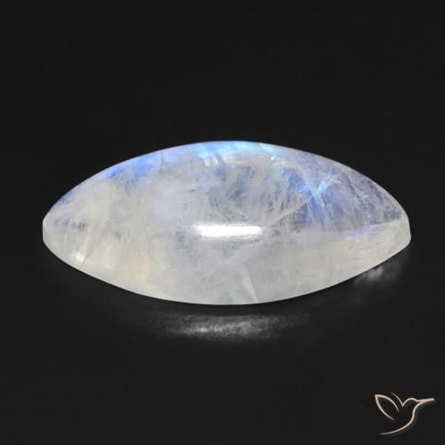 Rainbow Moonstone Gemstone in 22.4 x 11 mm Size for Sale, Rainbow Moonstone Stone in Bluish White Color