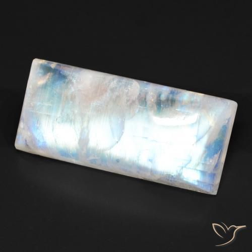 15.17 ct White Rainbow Moonstone Stone, Natural Rainbow Moonstone in Baguette Cabochon Shape for Sale