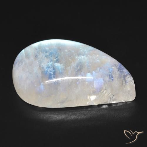 Rainbow Moonstone Gemstone in 24 x 14.1 mm Size for Sale, Rainbow Moonstone Stone in Bluish White Color