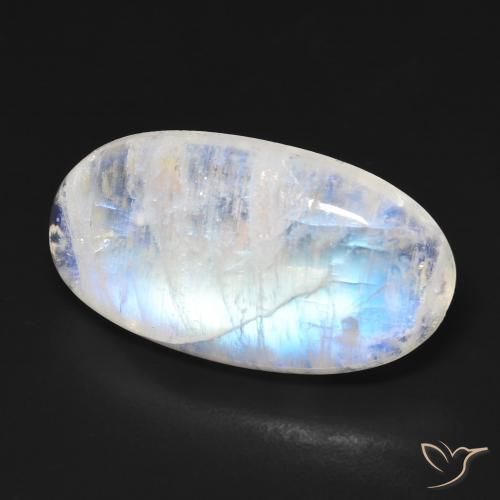 13.18 ct White Rainbow Moonstone Stone, Natural Rainbow Moonstone in Oval Cabochon Shape for Sale