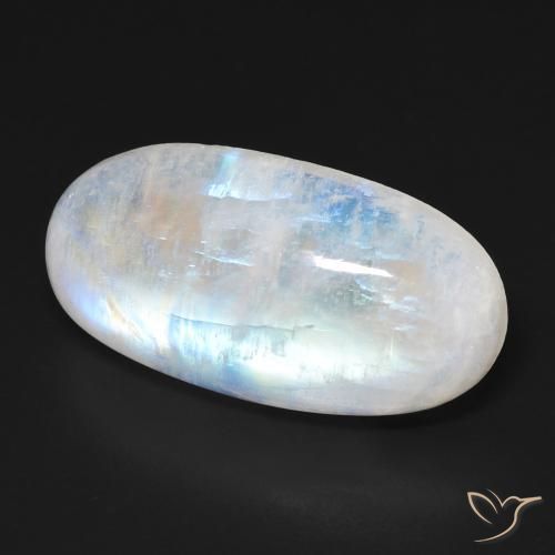 11.77 ct White Rainbow Moonstone Stone, Natural Rainbow Moonstone in Oval Cabochon Shape for Sale